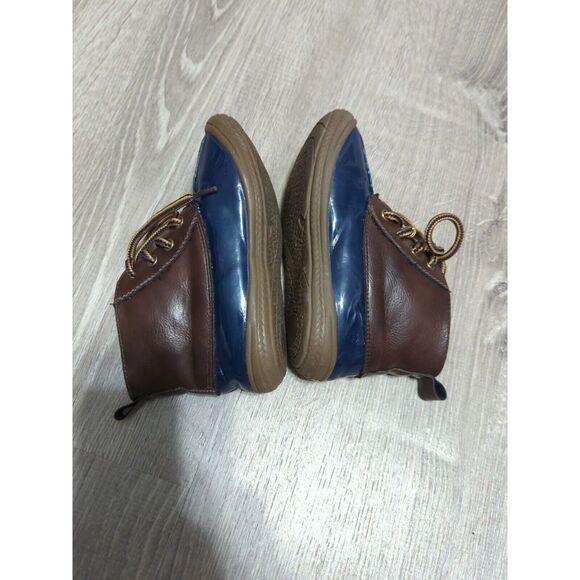Lucky Top Ducko Childs Navy And Brown Tie Up Rain Boots Size 8 - Picture 5 of 9